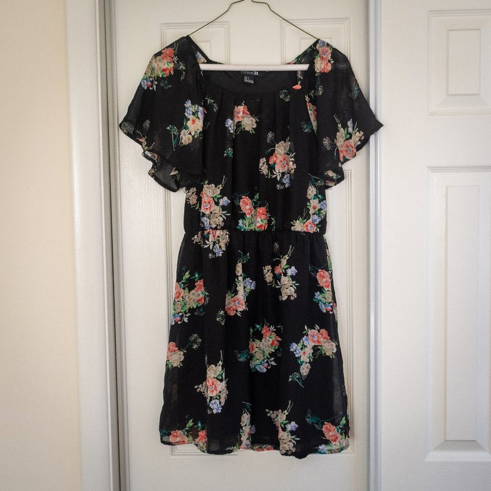 Forever 21 Black Floral Print Dress